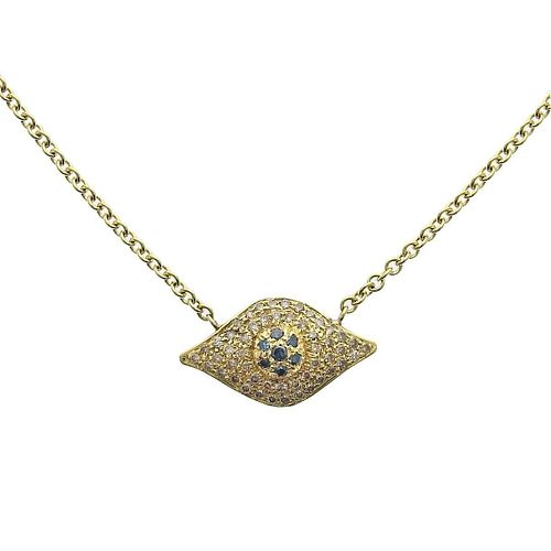 Italian 18k Gold Fancy Diamond Pendant Necklace