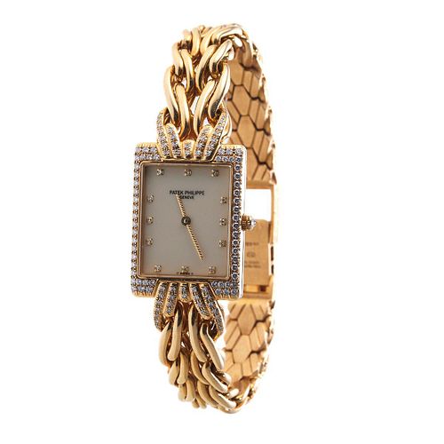 Patek Philippe La Flamme Gold Diamond Ladies Quartz Watch 4835/3