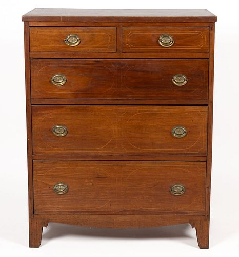 SHENANDOAH VALLEY OF VIRGINIA FEDERAL INLAID WALNUT CHEST OF DRAWERS