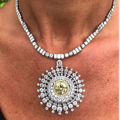 53.62 Ct GIA Certified Fancy Color Diamond Necklace