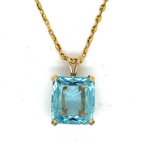 18K Yellow Gold 47.00 Ct. Aquamarine Necklace