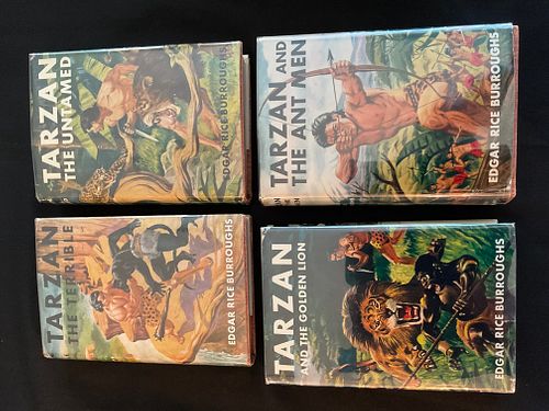 Group of 4 Tarzan Series by Edgar Rice Burroughs 1950s Printing