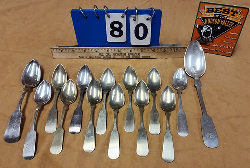 LOT 14 COIN SPOONS - P.P. HAYES, T. GOLDSMITH, J&j AHLL ETC 8.25OZT