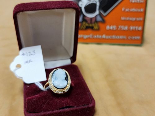 14K RING W/ CAMEO SIZE 8 1/4