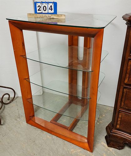 MODERN WOOD AND GLASS DISPLAY CABINET 41"H X 30-1/2"W X 23"D
