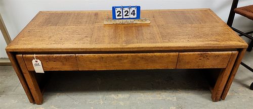 MID CENTURY 3 DRAWER COFFEE TABLE W/DROP LEAVES 17"H X 50-1/2'W X 22"D