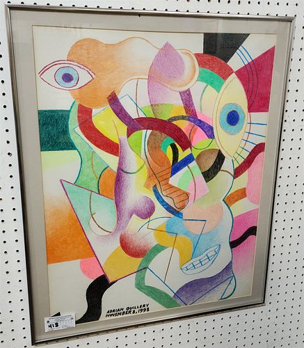 FRAMED CRAYON ABSTRACT SGND ADRIAN GUILLERY '98
