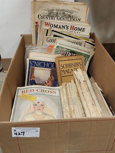 BX MAGAZINES 1880'S COUNTRY GENTLEMAN, 20'S COLIIERS, WOMEN'S HOME COMPANION 30'S VANITY FAIR, SCRIBNERS, 30-40'S AMER HOME, TEENS- RED CROSS, THE WOR