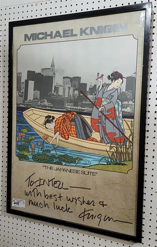 FRAMED POSTER "THE JAPANESE SUITE" SGND BY THE ARTIST MICHAEL KINIGIN 39 1/2" X 24"