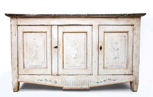 Swedish Neoclassical White Painted Side Cabinet