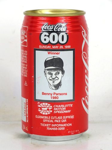 1988 Coca Cola 600 NASCAR Benny Parsons 12oz Can Morganton