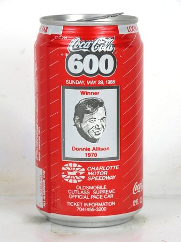 1988 Coca Cola 600 NASCAR Donnie Allison 12oz Can Charlotte