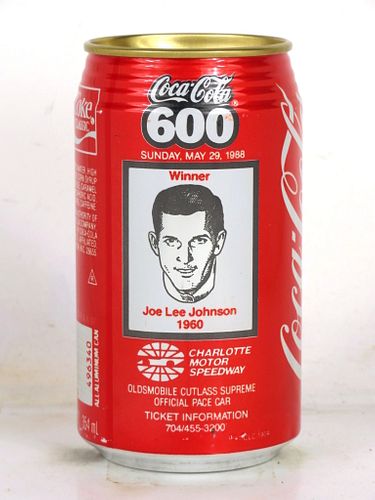 1988 Coca Cola 600 NASCAR Joe Lee Johnson 12oz Can Morganton