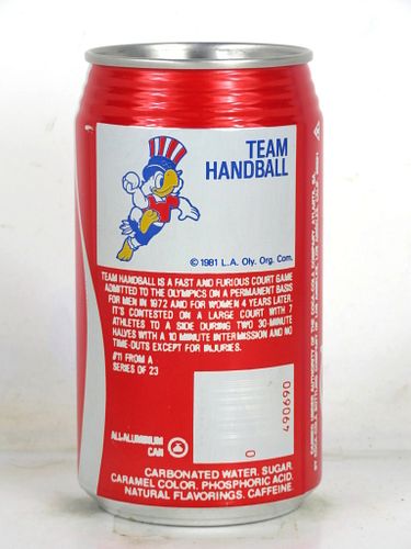 1980 Coca Cola Olympics Team Handball 12oz Can Los Angeles