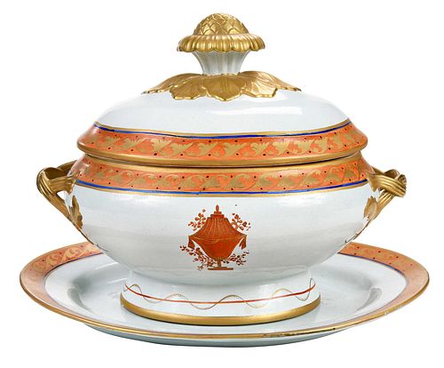 Lowestoft Porcelain Tureen and Underplate