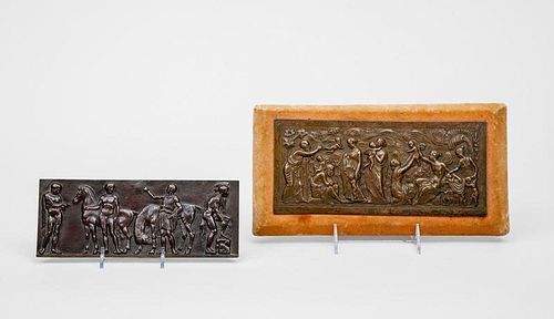 Two Bronze Relief Figural Frieze Plaques, After the Antique