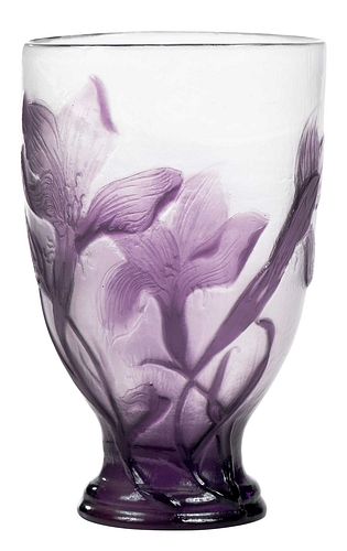 Galle Cameo Glass Iris Vase