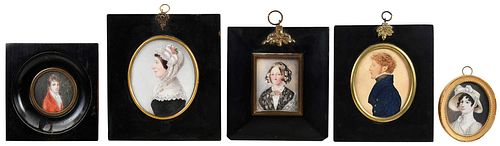 Five Portrait Miniatures of Men and Women