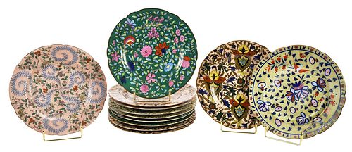 12 Royal Vienna or Style Floral Decorated Plates