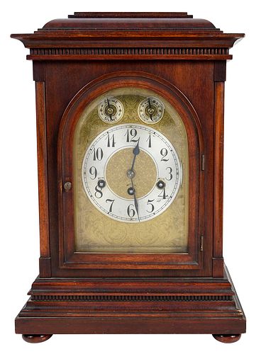 J. Unghans Mahogany Chiming Mantel Clock