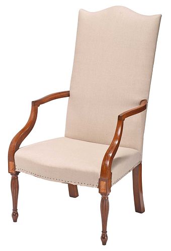 Fine American Federal Inlaid Mahogany Lolling Chair