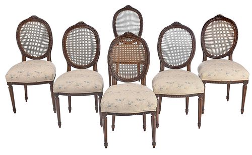 Six Louis XVI Style Oak Side Chairs