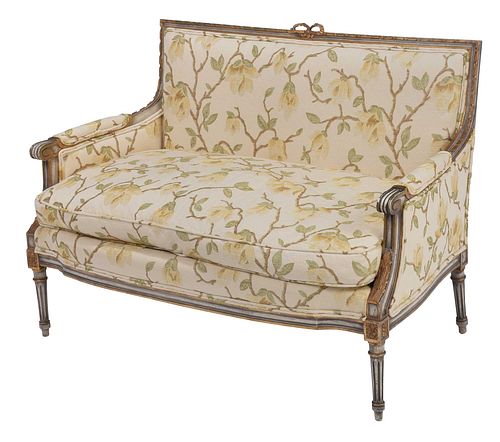 Louis XVI Style Painted and Parcel Gilt Canape