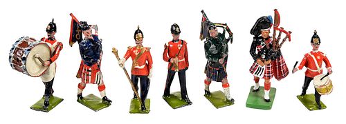 Group of 125 Britains' Lead Toy Soldiers with Tin Box, Pre-War