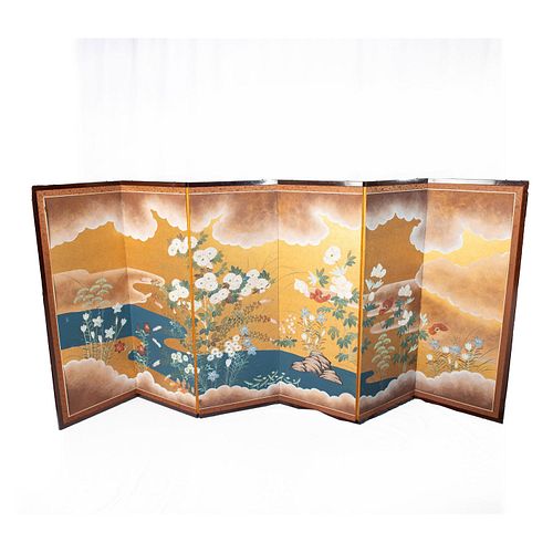 Chinese Wood and Paper Folding Screen