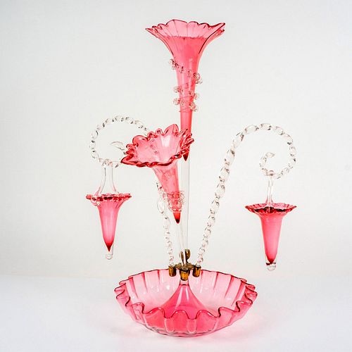Antique Cranberry Glass Epergne