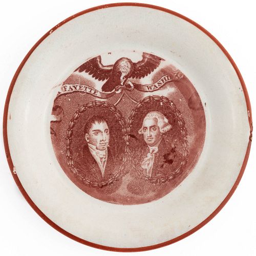 STAFFORDSHIRE AMERICAN HISTORICAL TRANSFER-PRINTED CERAMIC CUP PLATE