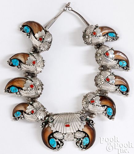 Navajo Indian squash blossom necklace