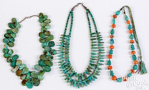 Three Navajo Indian turquoise necklaces