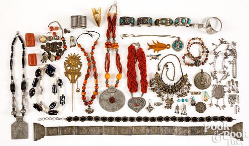 Large group of tribal and ethnographic jewelry