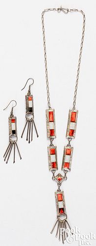 Navajo Indian necklace and matching earrings