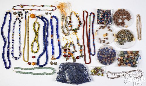Large group of trade bead necklaces, loose beads
