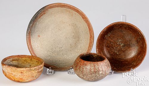 Four Native American Indian pottery bowls
