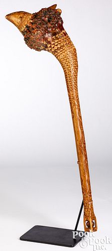 Finely carved Penobscot Indian war club, 19th c.