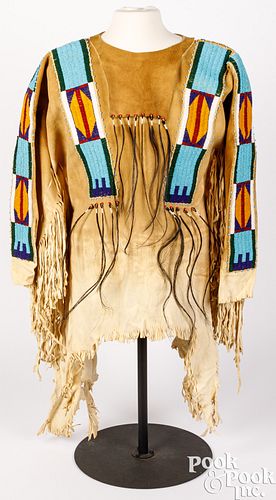 Contemporary Plains Indian beaded hide shirt