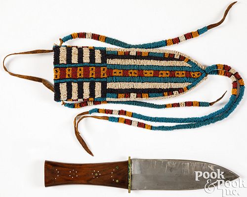 Plains Indian beaded knife sheath, mid 20th c.