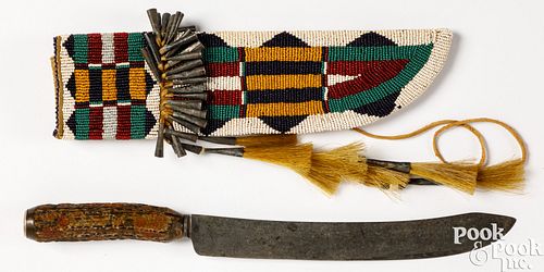 Plains Indian beaded knife sheath, 20th c.