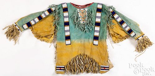 Contemporary Plains Indian beaded hide shirt