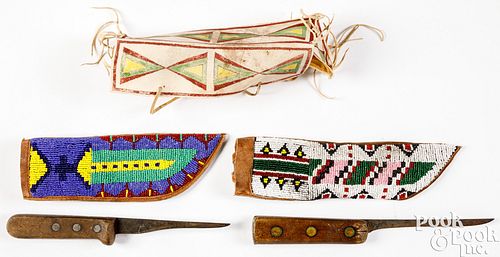 Two Native American Indian knife sheaths