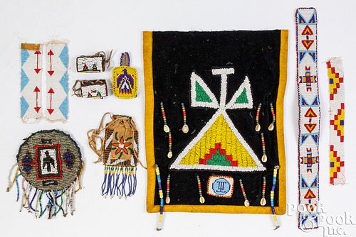 Group of Native American Indian beadwork, 20th c.