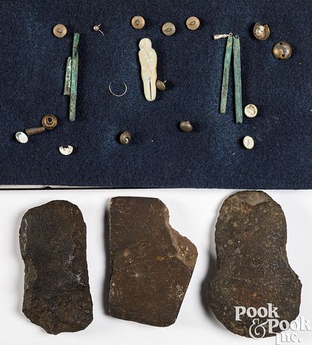 Group of early contact Iroquois Indian artifacts