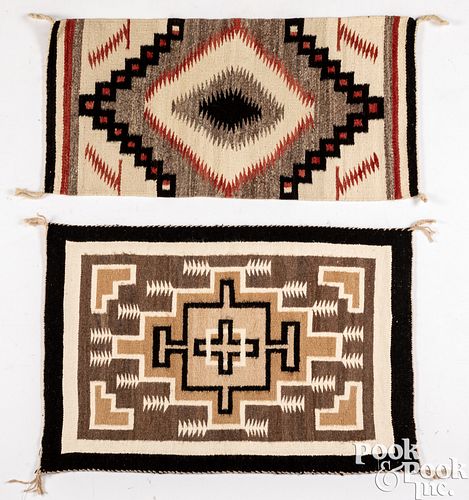 Two Navajo Indian regional rug textiles