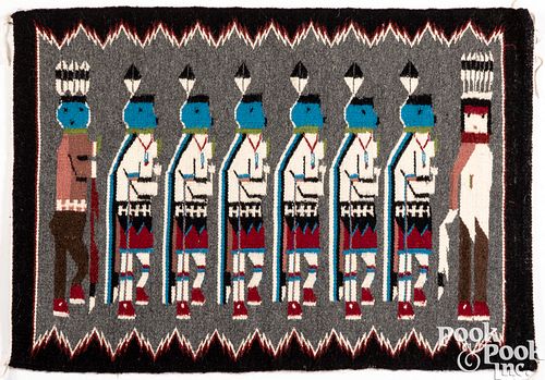 Navajo Indian Yeibichai dancer pictorial rug