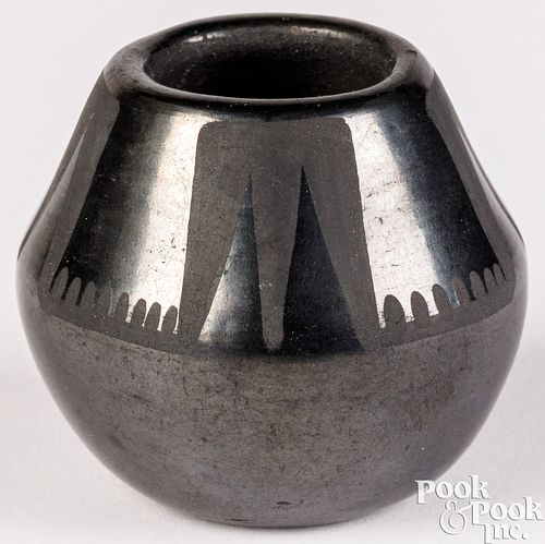 San Ildefonso Pottery black on black miniature pot