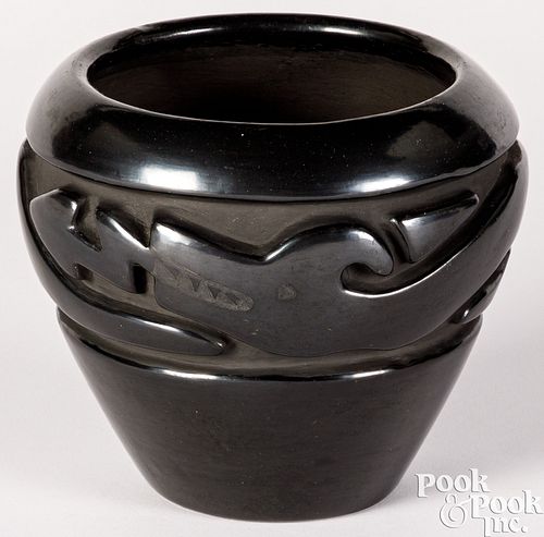 Santa Clara carved blackware bowl