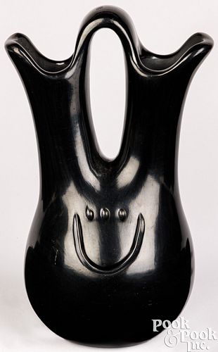 Santa Clara Indian blackware double wedding vase